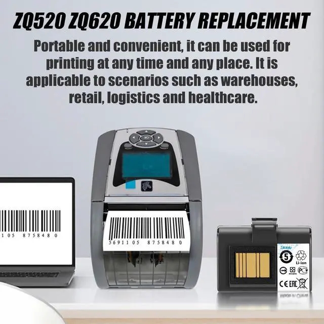 Alt view image 6 of 7 - 3400mAh for Zebra ZQ520 ZQ620 Printer Battery Replacement 25.16Wh | fits Zebra Mobile ZQ610 QLN320 QLN220 ZQ521 ZQ500 ZQ510 ZQ520 ZQ521 ZR628 ZR638 ZR658 ZR668 ZQ620 Lithium Battery