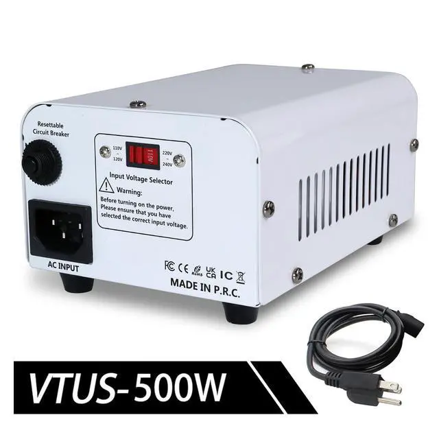 Alt view image 6 of 7 - 500W 110V to 220V Voltage Converter Transformer Step Up/Down | 110-120V/220-240V w/US Power Cord,White