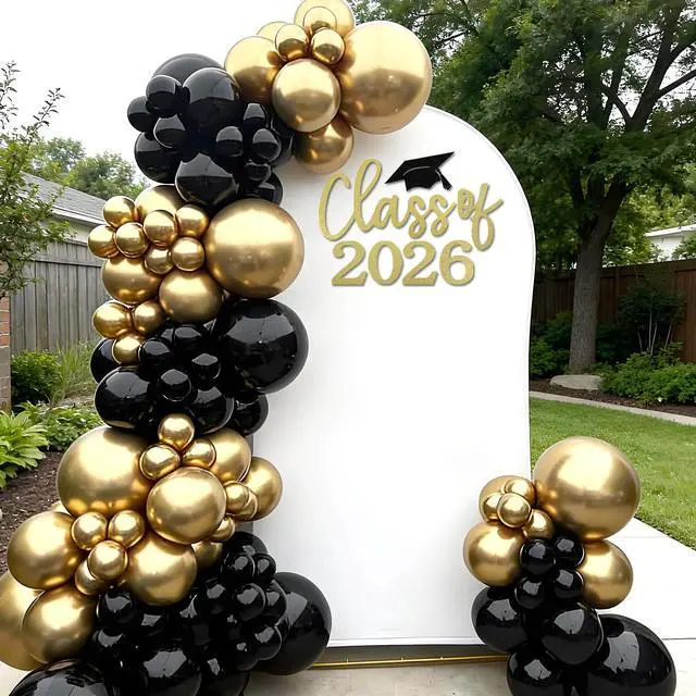 Alt view image 4 of 7 - Class of 2026 Sign for Backdrop - Felt Class of 2026 Congrats Grad Decal Sign for Graduation Balloon Arch Backdrop Grad Party Decorations Photo Props (Glitter Gold)