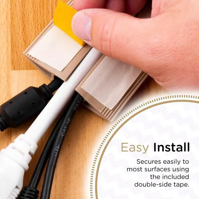 Alt view image 6 of 7 - 6ft Floor Cord Cover, Cable Protector, Hide Extension Cords | Protect Cords, Prevent Cable Trips, Heavy Duty Cord Hider - Cable Cavity = 0.75" (W) x 0.43" (H) - Tan