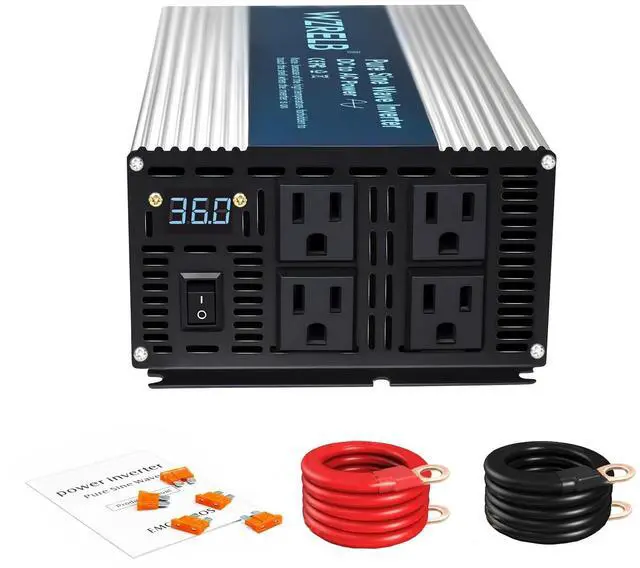 Main image of 2000W Pure Sine Wave Inverter 48V DC to 110V 120V AC Power Converter with LED Display, Off-Grid Portable Power Inverter with 4 AC Outlets for Home, RV, Truck, Camping