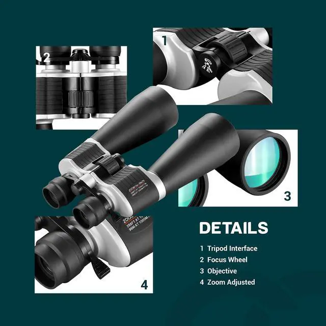 Alt view image 7 of 7 - Astronomy Binoculars 13-39X70 Zoom Giant Binoculars with Tripod Adapter Phone Adapter and Case for Bird Watching Hunting and Stargazing (13-39X70)