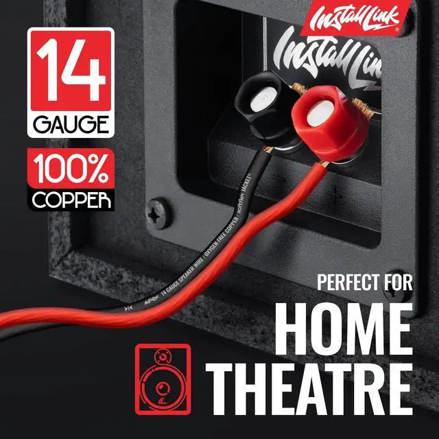 Alt view image 2 of 7 - 14 AWG Gauge Speaker Wire (100 Feet) Car or Home Theater (OFC) | Pure OFC Copper, 14/2 Speaker Cable, 2-Conductor, Frosted Red/Black, Easy Strip, Polarity ID, for Car Audio & Home Stereo