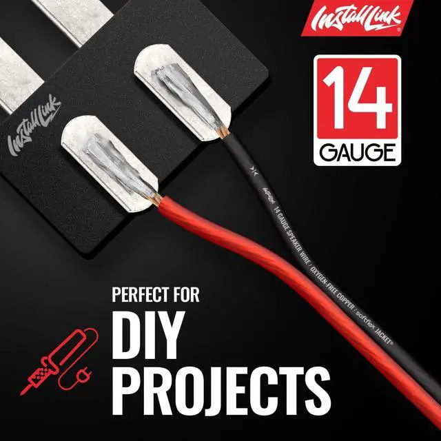 Alt view image 6 of 7 - 14 AWG Gauge Speaker Wire (100 Feet) Car or Home Theater (OFC) | Pure OFC Copper, 14/2 Speaker Cable, 2-Conductor, Frosted Red/Black, Easy Strip, Polarity ID, for Car Audio & Home Stereo
