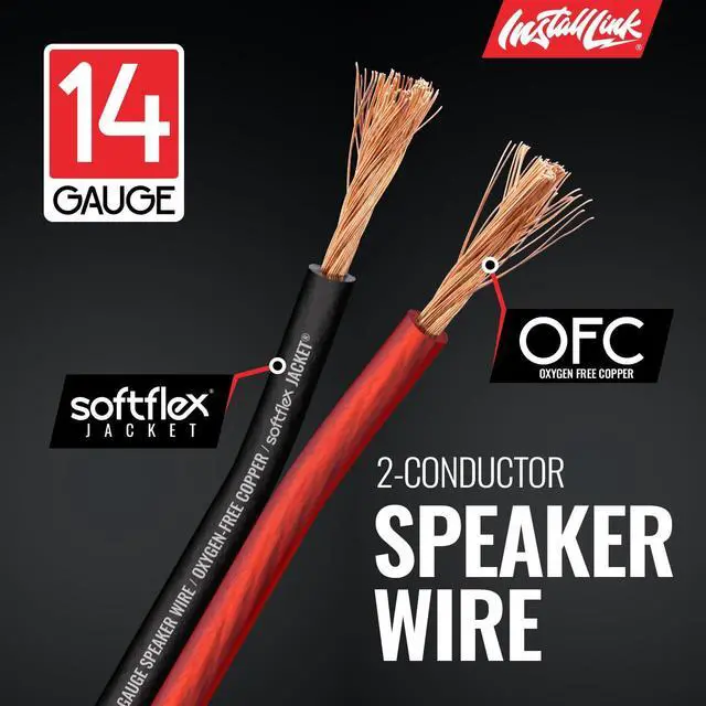 Alt view image 7 of 7 - 14 AWG Gauge Speaker Wire (100 Feet) Car or Home Theater (OFC) | Pure OFC Copper, 14/2 Speaker Cable, 2-Conductor, Frosted Red/Black, Easy Strip, Polarity ID, for Car Audio & Home Stereo
