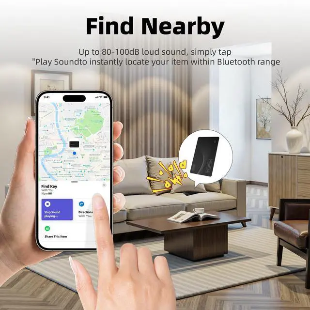 Alt view image 3 of 7 - Smart Wallet Tracker Card - Item Finder for Luggage, Keys & Passport Compatible with Apple Find MySlim, Rechargeable & IP68 Waterproof (4 Black)