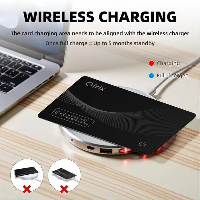 Alt view image 5 of 7 - Smart Wallet Tracker Card - Item Finder for Luggage, Keys & Passport Compatible with Apple Find MySlim, Rechargeable & IP68 Waterproof (4 Black)