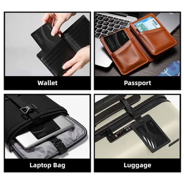 Alt view image 7 of 7 - Smart Wallet Tracker Card - Item Finder for Luggage, Keys & Passport Compatible with Apple Find MySlim, Rechargeable & IP68 Waterproof (4 Black)
