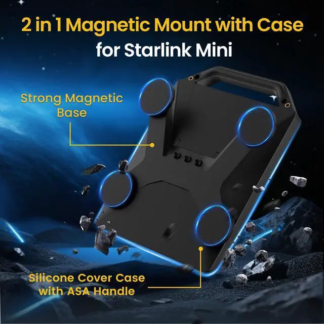 Alt view image 2 of 7 - 200lbs Strong Magnetic Mount with Protective Case for Starlink Mini, 2 in 1 Satellite Dish Mounting Kit Antenna Accessory with Handle Shoulder Strap & 1/4"-20 Nuts for RVs Car Boat/Road Trip