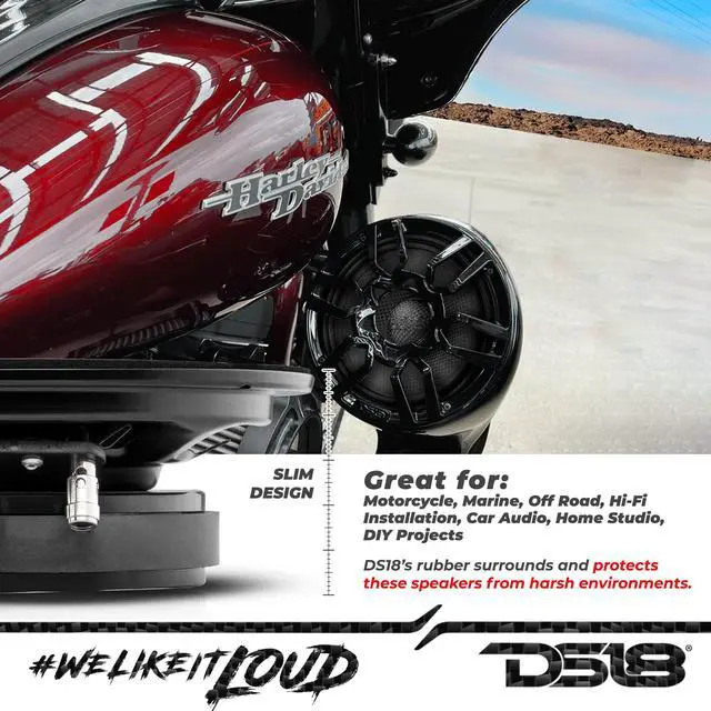 Alt view image 3 of 7 - PRO-CF6.4SL 6.5" Slim Speaker 500 Watts RMS Max Power 4-Ohms Carbon Fiber Cone Water Resistant Mid-Bass Loudspeaker - Great Speaker for Motorcycles and Powersports - 1 Speaker