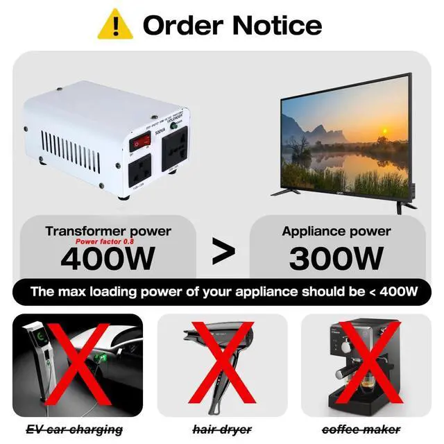 Alt view image 3 of 7 - 500W 110V to 220V Voltage Converter Transformer Step Up/Down | 110-120V/220-240V w/US Power Cord,White