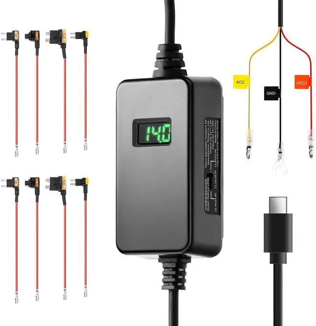 Main image of Adjustable Hardwire Kit UP06 for Type-C Dash Cams, 3-Level Low Voltage Protection, Real-Time Voltage Display, 24H Parking Mode for M310/A510/A500S/A810/A800SE/X800/T800/ A810 Lite Car Cameras