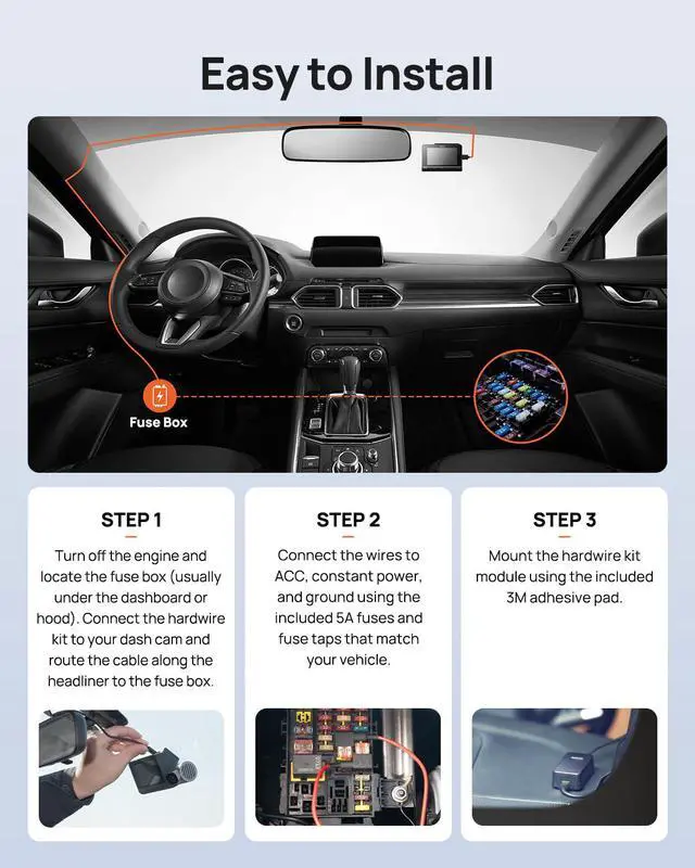Alt view image 7 of 7 - Adjustable Hardwire Kit UP06 for Type-C Dash Cams, 3-Level Low Voltage Protection, Real-Time Voltage Display, 24H Parking Mode for M310/A510/A500S/A810/A800SE/X800/T800/ A810 Lite Car Cameras