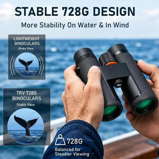 Alt view image 2 of 7 - 10x42 Waterproof Binoculars for Adults, Cruise & Travel | Alaska Cruise Travel Sharp Bright Binoculars for Whale Watching, Glacier Viewing, Boating & Coastal Adventure
