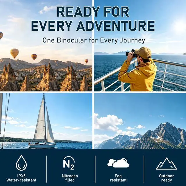 Alt view image 7 of 7 - 10x42 Waterproof Binoculars for Adults, Cruise & Travel | Alaska Cruise Travel Sharp Bright Binoculars for Whale Watching, Glacier Viewing, Boating & Coastal Adventure