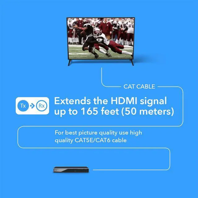 Alt view image 4 of 7 - HDMI Extender Over Cat6 165ft - 4K@30hz, IR, Loop Out, PoC, HDCP 1.4 | HDMI to Cat 6 Converter, HDMI over Ethernet HDMI 1.4 compliant, EDID management, Deep Color, single-cable installation