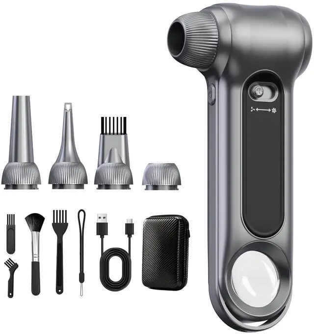 Main image of Compressed Air Duster 150000RPM Cordless Blower LED for Electronics Car | 150000RPM brushless cordless air duster. Stepless speed control. Rechargeable with LED light. Multi nozzles for electronics