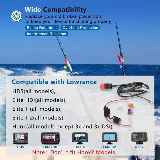 Alt view image 3 of 7 - 000-14041-001Power Cable Replacement, 3 Foot, 2-Wire Power Only Fits for Lowrance HDS, Elite FS, Elite Ti2, Hook, Mark