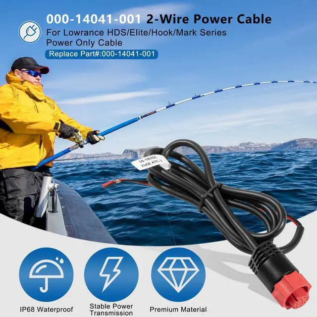 Alt view image 2 of 7 - 000-14041-001Power Cable Replacement, 3 Foot, 2-Wire Power Only Fits for Lowrance HDS, Elite FS, Elite Ti2, Hook, Mark