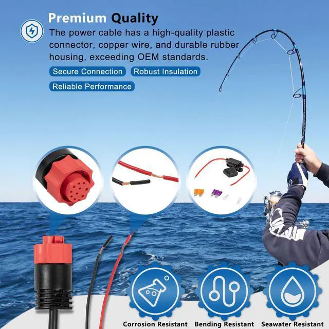 Alt view image 4 of 7 - 000-14041-001Power Cable Replacement, 3 Foot, 2-Wire Power Only Fits for Lowrance HDS, Elite FS, Elite Ti2, Hook, Mark