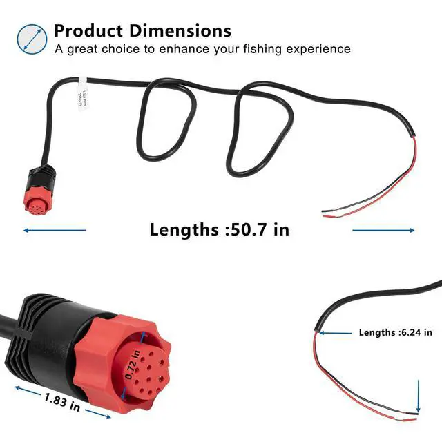 Alt view image 7 of 7 - 000-14041-001Power Cable Replacement, 3 Foot, 2-Wire Power Only Fits for Lowrance HDS, Elite FS, Elite Ti2, Hook, Mark