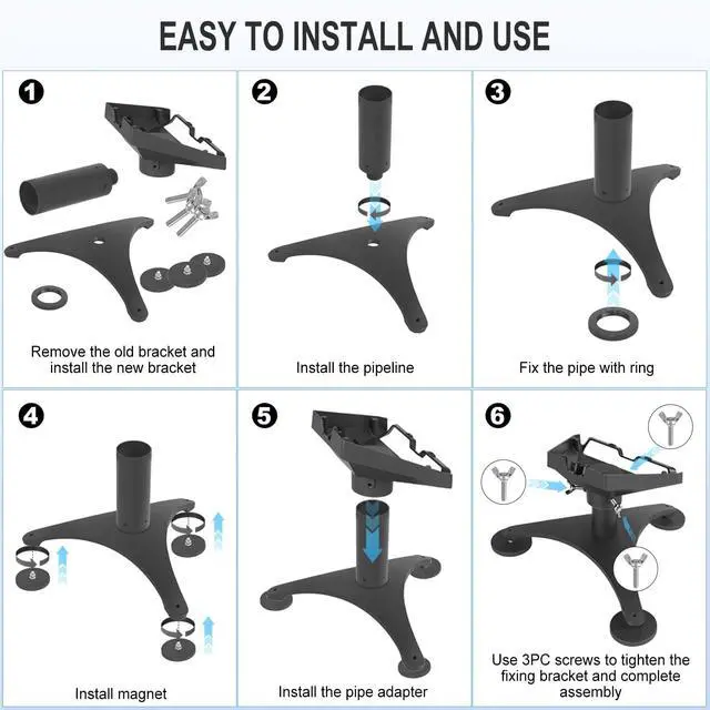 Alt view image 6 of 7 - Starlink Standard 4/4X Magnetic Mount, Drill-Free Gen 3/4 Roof Mount | Rust-Proof All-Weather, Anti-Scratch,Starlink Standard 4X Mounting Kit For RV,Camping, Boats, Roofs, etc.,Flat iron surfaces