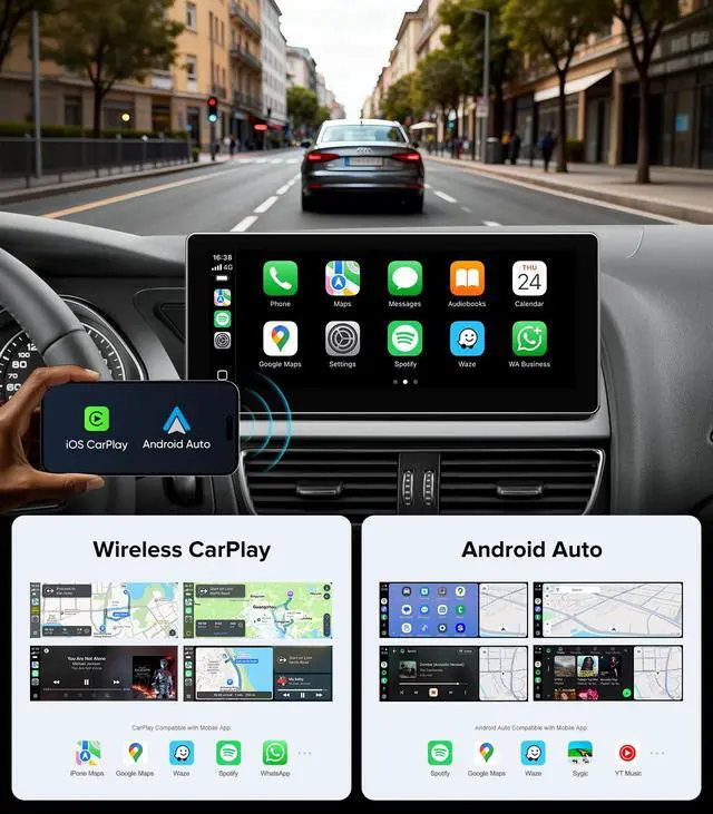 Alt view image 4 of 7 - 10.25in Linux Stereo for Audi A4 A5 B8 2009-2016 MMI CarPlay Auto | MMI System Only Multimedia, 2-Sec Fast Boot Linux, 1920x720 HD, Retains OEM Knob, Dual OS Plug & Play Luxury Upgrade