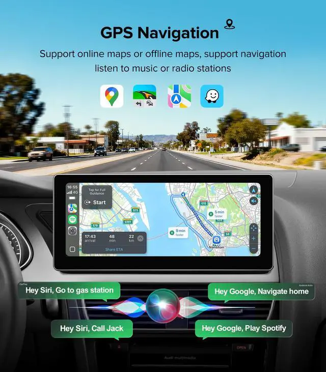 Alt view image 5 of 7 - 10.25in Linux Stereo for Audi A4 A5 B8 2009-2016 MMI CarPlay Auto | MMI System Only Multimedia, 2-Sec Fast Boot Linux, 1920x720 HD, Retains OEM Knob, Dual OS Plug & Play Luxury Upgrade