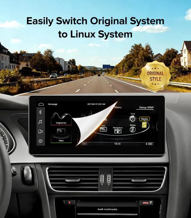 Alt view image 7 of 7 - 10.25in Linux Stereo for Audi A4 A5 B8 2009-2016 MMI CarPlay Auto | MMI System Only Multimedia, 2-Sec Fast Boot Linux, 1920x720 HD, Retains OEM Knob, Dual OS Plug & Play Luxury Upgrade