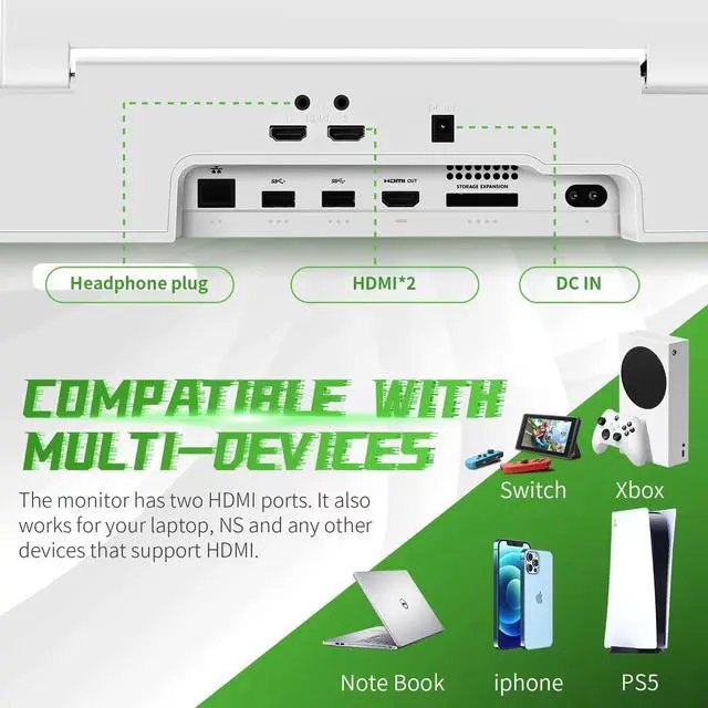 Alt view image 4 of 7 - 12.5" 1080P Portable Gaming Monitor for Xbox Series S, FreeSync