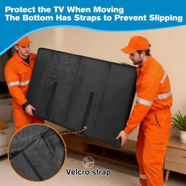 Alt view image 3 of 7 - Waterproof Oxford TV Cover for Moving 0.25 Inch Thick Tear Resistance Screen Protector Cover Fits 60"-65" TV with Foam Filling and Bottom Strap for House Moving, Storing