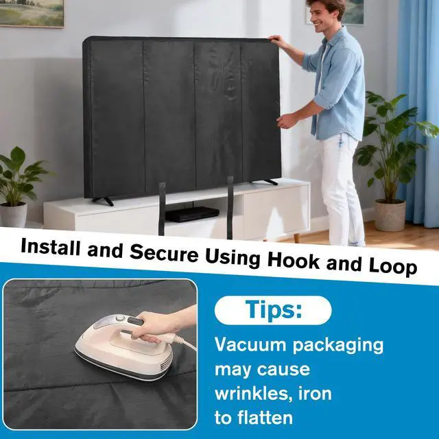 Alt view image 5 of 7 - Waterproof Oxford TV Cover for Moving 0.25 Inch Thick Tear Resistance Screen Protector Cover Fits 60"-65" TV with Foam Filling and Bottom Strap for House Moving, Storing