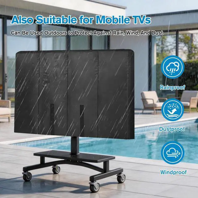 Alt view image 6 of 7 - Waterproof Oxford TV Cover for Moving 0.25 Inch Thick Tear Resistance Screen Protector Cover Fits 60"-65" TV with Foam Filling and Bottom Strap for House Moving, Storing