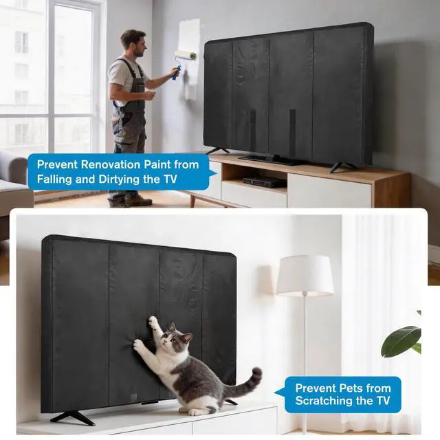 Alt view image 7 of 7 - Waterproof Oxford TV Cover for Moving 0.25 Inch Thick Tear Resistance Screen Protector Cover Fits 60"-65" TV with Foam Filling and Bottom Strap for House Moving, Storing