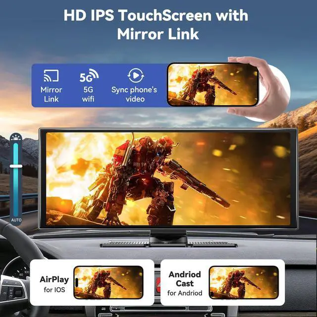 Alt view image 5 of 7 - Carplay Screen for Car 11.5" Largest HD Screen for Carplay & Android Auto Car Stereo with 4K Dash Cam 1080P Backup Camera, GPS Navigation/Bluetooth/Mirror Link/Voice Control/AUX/FM/Siri