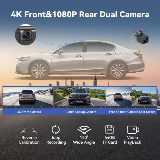 Alt view image 6 of 7 - Carplay Screen for Car 11.5" Largest HD Screen for Carplay & Android Auto Car Stereo with 4K Dash Cam 1080P Backup Camera, GPS Navigation/Bluetooth/Mirror Link/Voice Control/AUX/FM/Siri