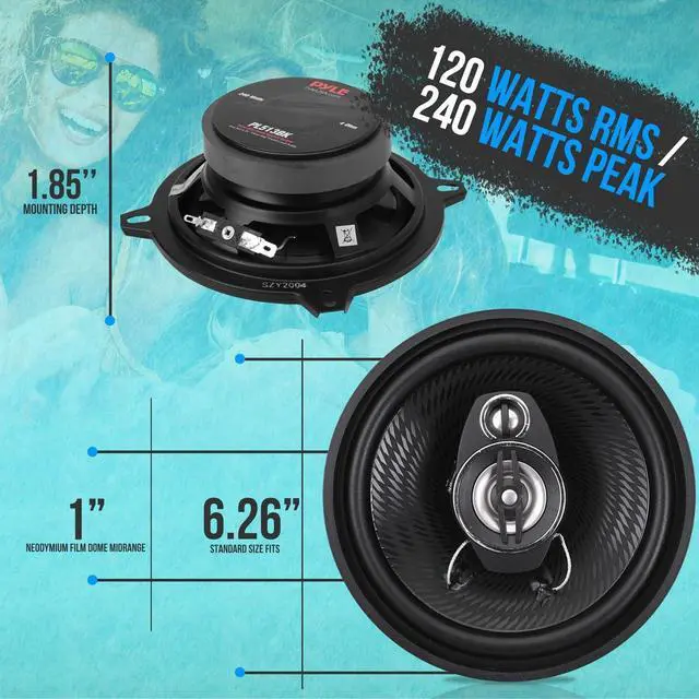 Alt view image 2 of 7 - 3-Way Universal Car Stereo Speakers-240W 5.25" Triaxial Loud Pro Audio Car Speaker-Universal OEM Quick Replacement Component Speaker Vehicle Door/Side Panel Mount Compatible PL513BK (Pair), Black