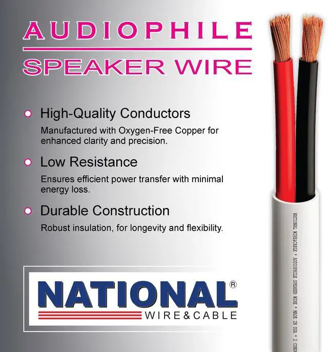 Alt view image 2 of 7 - s - 12/2 Audiophile Speaker Wire (25 Feet) 12AWG Gauge - Made in USA - in Wall Audio Speaker Wire Cable/CL Rated/ETL Listed / 2 Conductors - OFC Oxygen-Free Copper, White 25ft