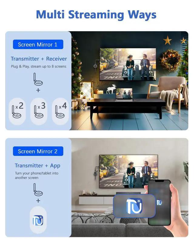 Alt view image 5 of 7 - Wireless HDMI Transmitter and 3 Receivers - Up to 8 Receivers, Plug and Play, 5.8G HDMI Wireless Extender for PC, Laptop, Camera, Cable Box to Multiple TVs, Monitors, Projectors - 165FT/50M