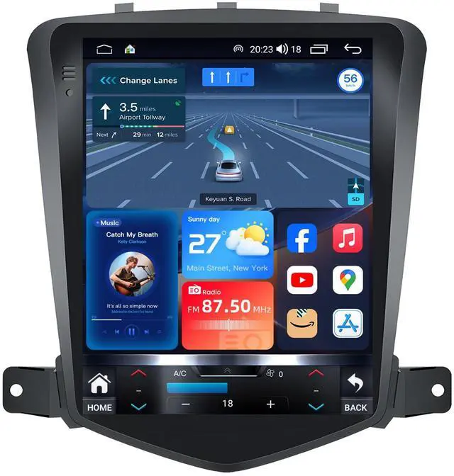 Main image of 4+64GB ROM Andriod 15 Upgrade Car Radio for Chevy Cruze 2009-2015 | Tesla-Style HD Touchscreen Wireless Carplay Andriod Auto Bluetooth Voice Control GPS 5G WiFi 1080P Backup Camera FM RDS