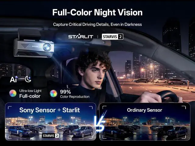 Alt view image 4 of 7 - S3 Ultra True 4K+2.5K Dash Cam Front and Rear,Dual Starvis 2 Sensor | Free 128GB Card & OBD Hardwire Kit,Native HDR Dash Camera for Cars with GPS, ADAS,5G WiFi,Color Night Vision,Voice Control