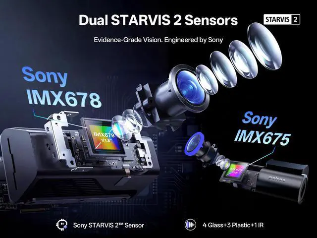 Alt view image 3 of 7 - S3 Ultra True 4K+2.5K Dash Cam Front and Rear,Dual Starvis 2 Sensor | Free 128GB Card & OBD Hardwire Kit,Native HDR Dash Camera for Cars with GPS, ADAS,5G WiFi,Color Night Vision,Voice Control