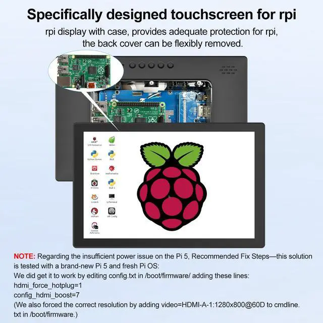 Alt view image 2 of 7 - 10.1 Inch Touchscreen Monitor - 1920x1200 HDMI Touch Screen Monitor, 10-Point IPS 16:10 Rpi Screen Display for Pi 5/4/3/2/Zero/B/B+ Win11/10/8/7 W/VESA,Speaker,Fan,Stand Driver-Free