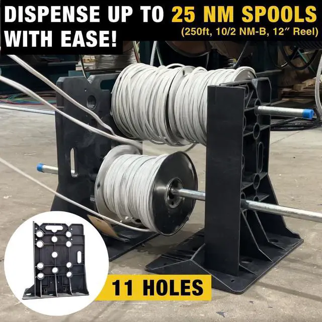 Alt view image 6 of 7 - XL Wire Dispenser Cable Reel Rack, Electrician Wire Spool Caddy, Multi Reel Wire Dispenser, Spool Rack, Wire Spool Caddy, 500 lb Capacity (#11470)