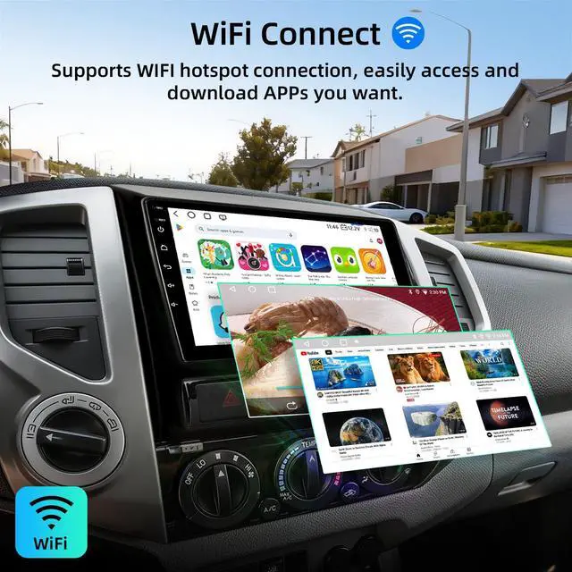 Alt view image 3 of 7 - Car Radio Stereo for Toyota Tacoma 2005-2015 with CarPlay Backup Camera | Android 15 2+64G 9" Touch Screen Radio with Android Auto Bluetooth GPS Navigation