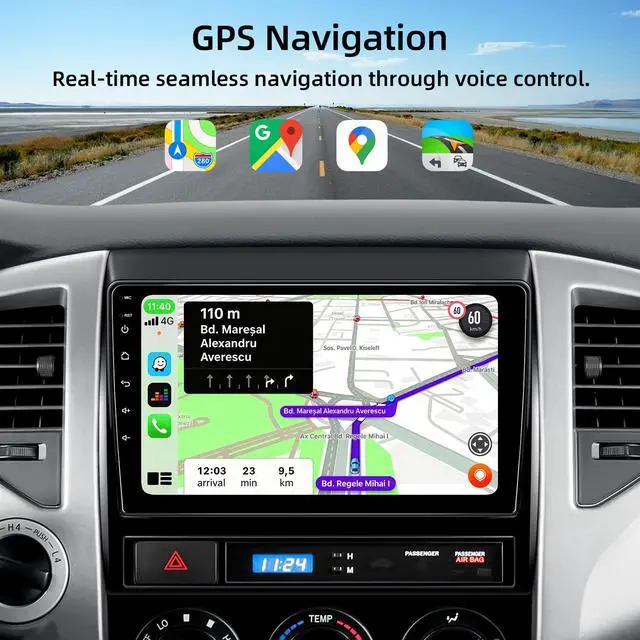 Alt view image 6 of 7 - Car Radio Stereo for Toyota Tacoma 2005-2015 with CarPlay Backup Camera | Android 15 2+64G 9" Touch Screen Radio with Android Auto Bluetooth GPS Navigation