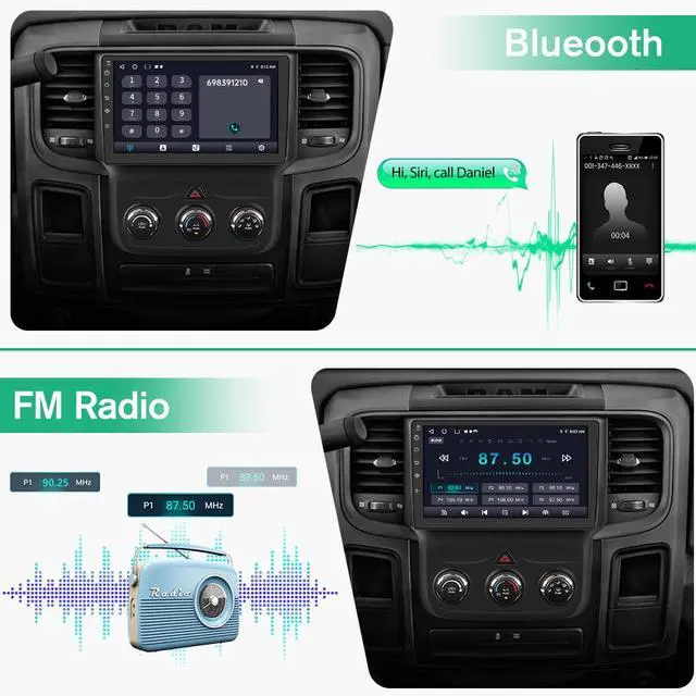 Alt view image 5 of 7 - Car Radio Stereo for Dodge RAM 1500 2500 3500 2013 2014 2015 2016 2017 2018 with Android 13 Carplay Android Auto Bluetooth 5GHz WiFi FM SWC Backup Camera 2GB+64GB(Only fit Manual AC)