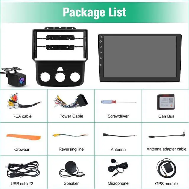 Alt view image 7 of 7 - Car Radio Stereo for Dodge RAM 1500 2500 3500 2013 2014 2015 2016 2017 2018 with Android 13 Carplay Android Auto Bluetooth 5GHz WiFi FM SWC Backup Camera 2GB+64GB(Only fit Manual AC)