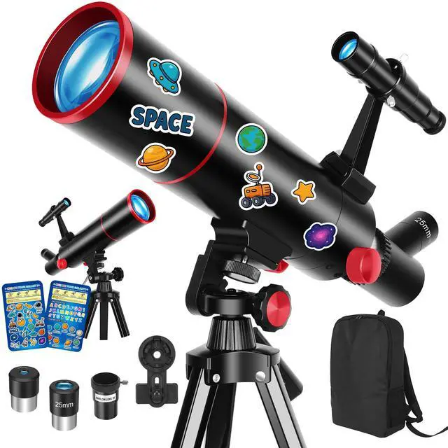 Main image of Telescope for Kids & Adults80mm Aperture 500mm Portable Refractor | High Powered (20X-150X), Astronomy Telescope for Beginners with Tripod, Phone Adapter, Backpack & Stickers (Black)
