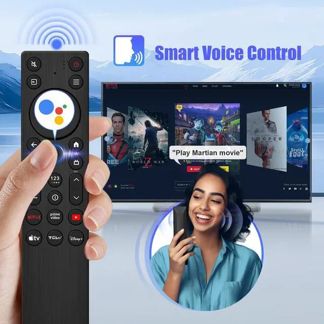 Alt view image 4 of 5 - New Voice Remote Replacement for TCL TV Remote - Compatible with TCL Google Smart TV QM5K QM6K QM6KPRO QM7K Q77K X11K Series Mini LED QLED 4K HDR (RC923A)